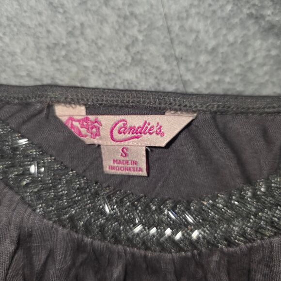 Candie's Gray Beaded Spaghetti Strap Cami Tank Top - Size Small - Picture 3 of 3